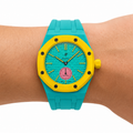 Turquoise Sport Rubber Strap & Case — for AP × Swatch Royal Pop (Crown at 3)