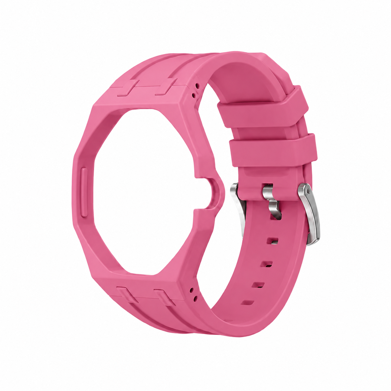 Pink Sport Rubber Strap & Case — for AP × Swatch Royal Pop (Crown at 3)