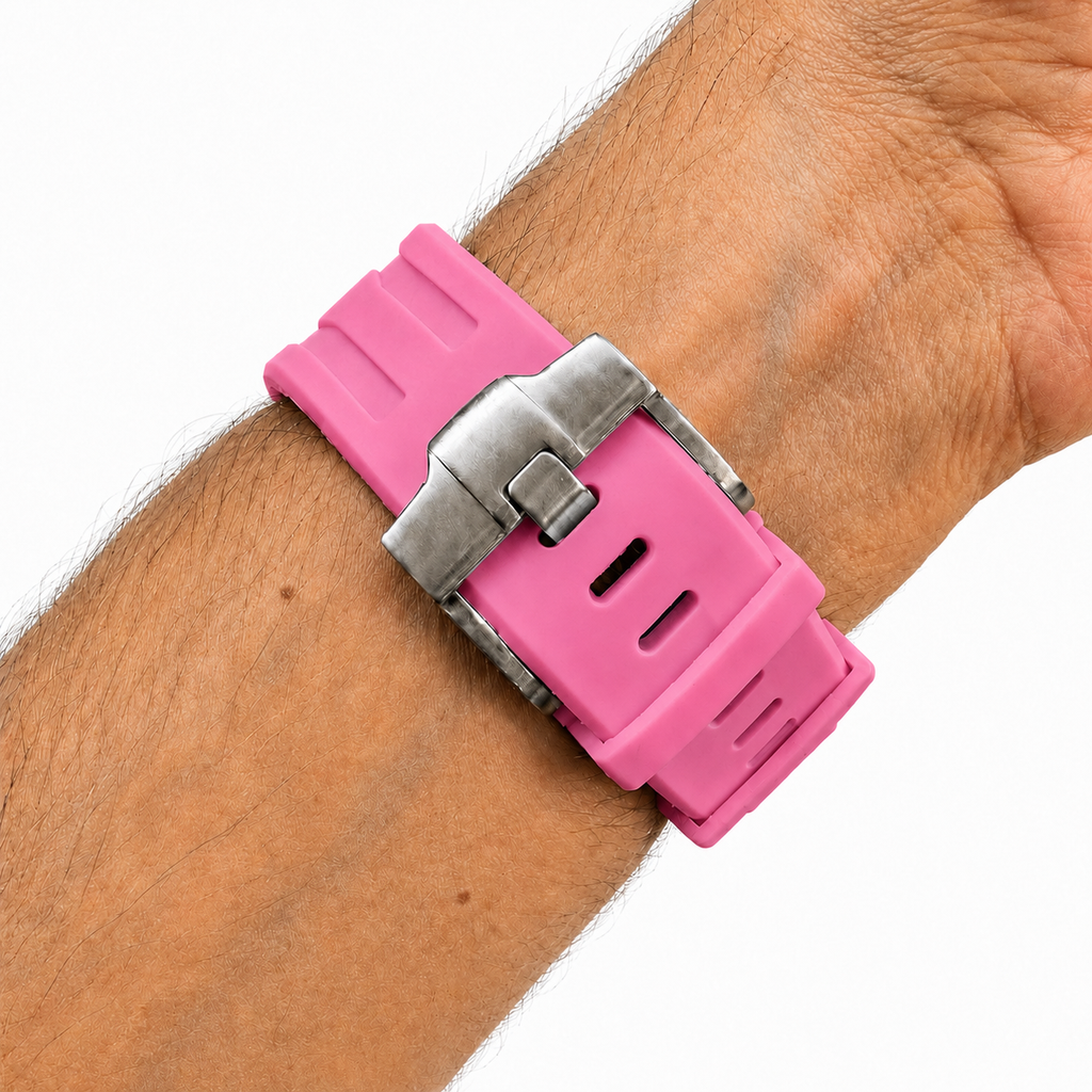 Pink Sport Rubber Strap & Case — for AP × Swatch Royal Pop (Crown at 3)