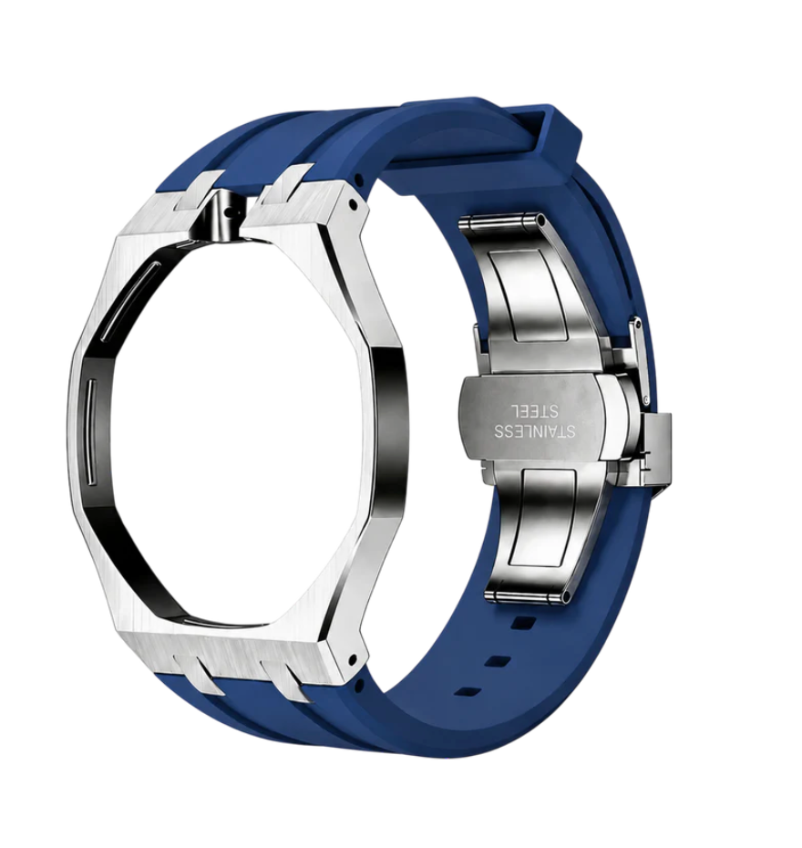 Navy Steel Case & Rubber Strap — for AP × Swatch Royal Pop (Crown at 12)