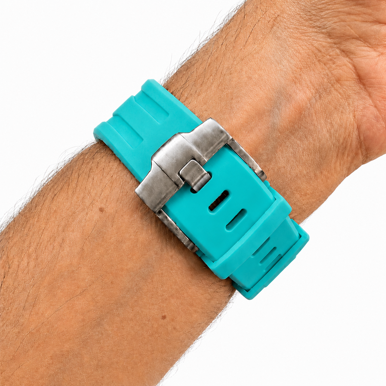 Turquoise Sport Rubber Strap & Case — for AP × Swatch Royal Pop (Crown at 3)