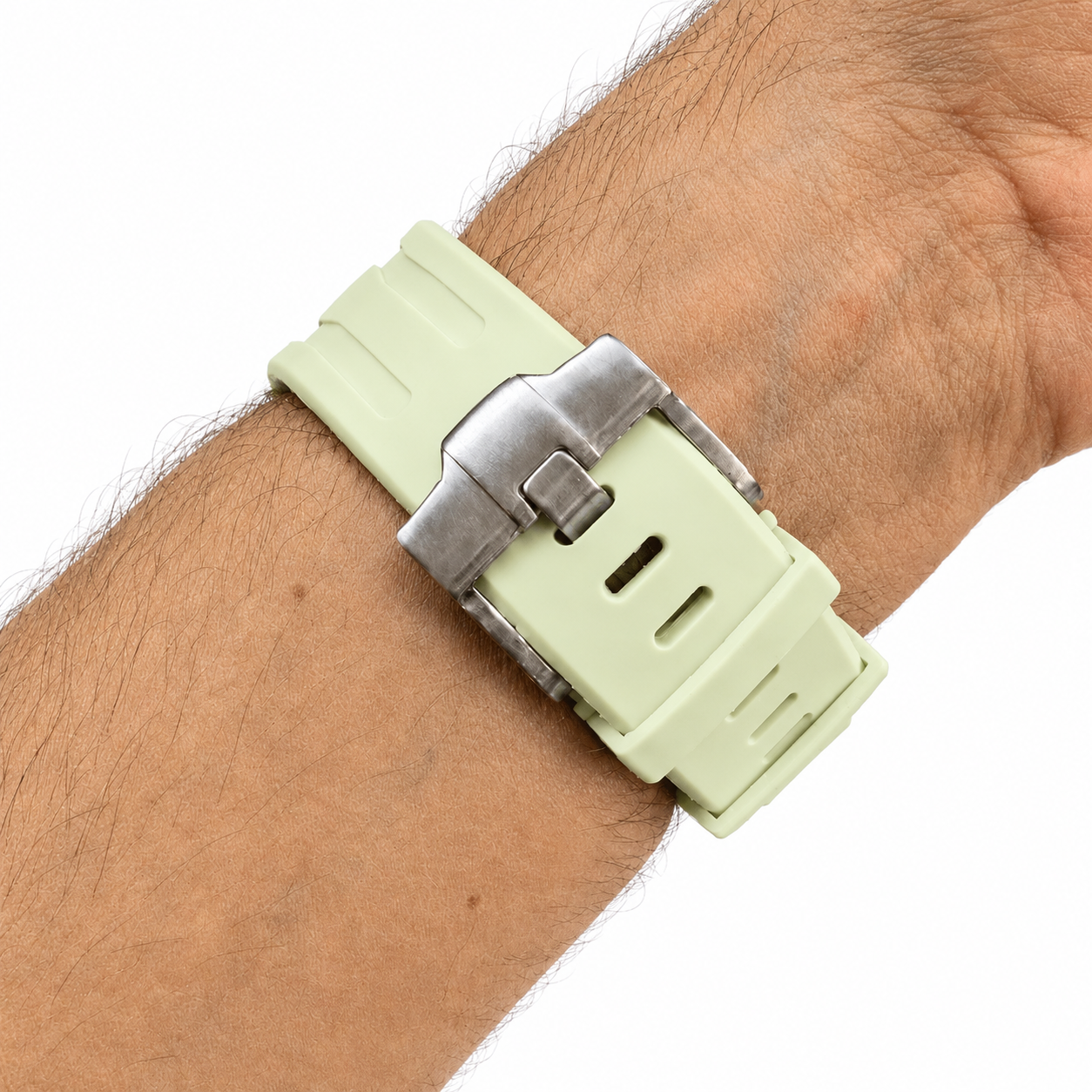 Lime Green Sport Rubber Strap & Case — for AP × Swatch Royal Pop (Crown at 12)