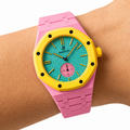 Petal Pink Ceramic Link Strap & Case — for AP × Swatch Royal Pop (Crown at 3)