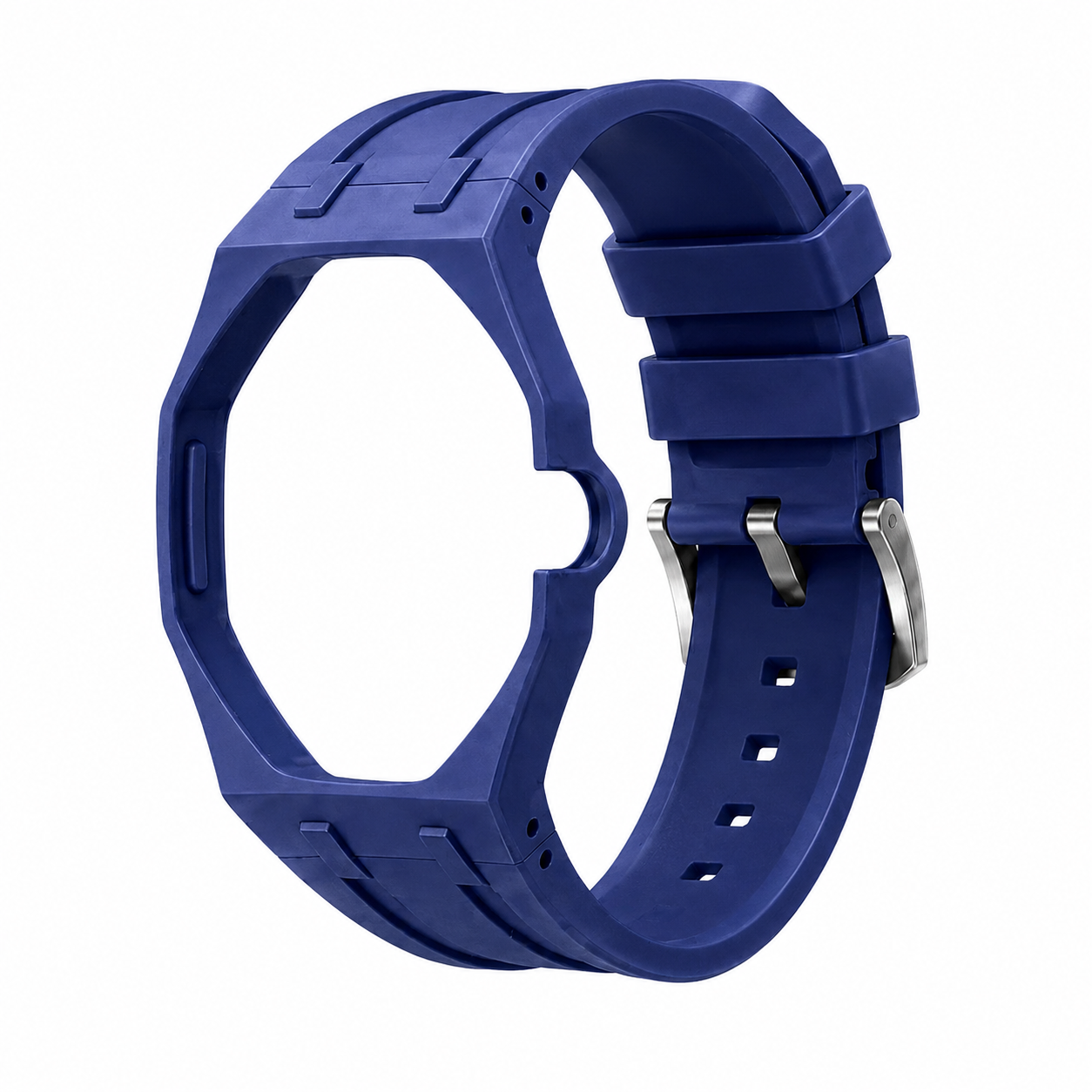 Ocean Blue Sport Rubber Strap & Case — for AP × Swatch Royal Pop (Crown at 3)