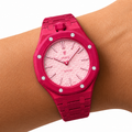 Racing Red Ceramic Link Strap & Case — for AP × Swatch Royal Pop (Crown at 12)