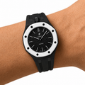 Black Sport Rubber Strap & Case — for AP × Swatch Royal Pop (Crown at 12)