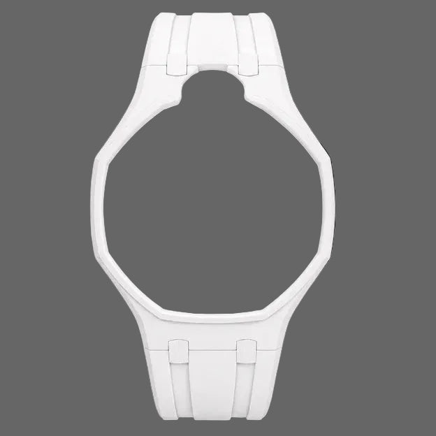 White Sport Rubber Strap & Case — for AP × Swatch Royal Pop (Crown at 12)